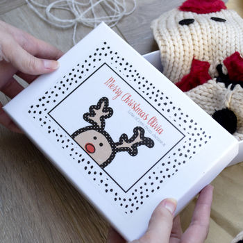 Personalised Christmas Reindeer Slipper Gift Box, 2 of 3