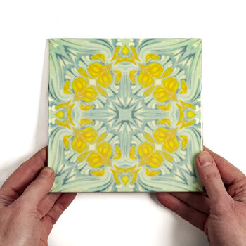 Yellow Green Botanical Ceramic Tile, 2 of 9