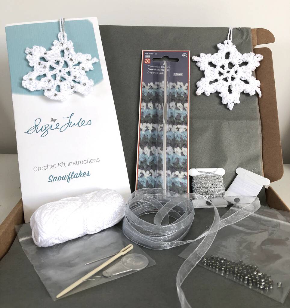 Snowflake Christmas Decoration Crochet Kit, 1 of 2