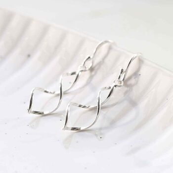 Sterling Silver Dangly Simple Twist Earrings, 3 of 6