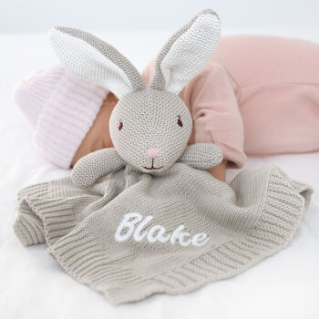 Personalised Bunny Comforter And Cable Blanket White, 2 of 12
