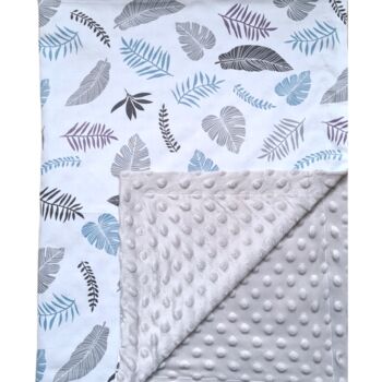 Grey Leaf Reversible Minky Dimple Baby Blanket, 3 of 3