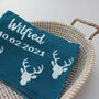 Personalised Knitted Stag Baby Blanket, thumbnail 3 of 12