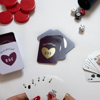 Personalised Foiled Couples Playing Cards In A Tin, 2 of 9