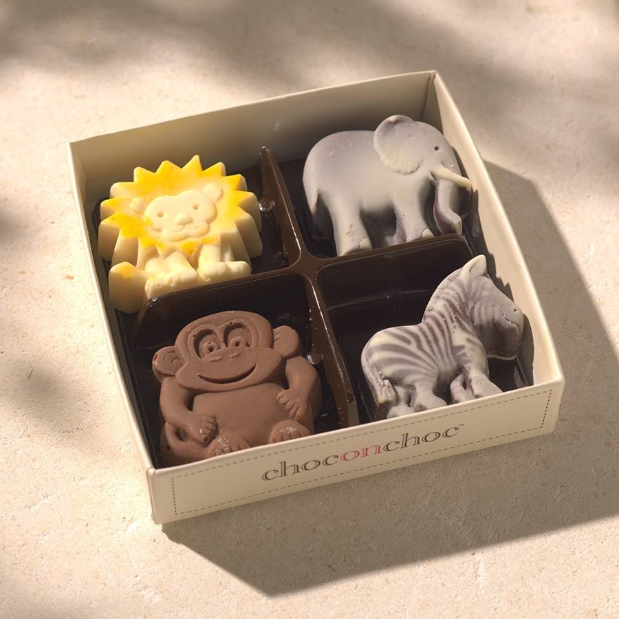 Lion, Zebra, Elephant And Monkey Chocolate Box, 1 of 3