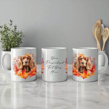 Personalised Dog Mug Cocker Spaniel In An Autumn Wreath, 2 of 2