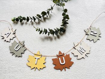 Autumn Bunting Wooden Autumnal Home Decoration Garland, 5 of 9