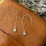 Heart Sterling Silver Ear Threader Earrings, thumbnail 2 of 4