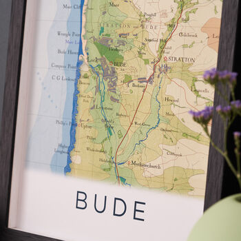 Framed And Personalised Bude Map Print, 2 of 5