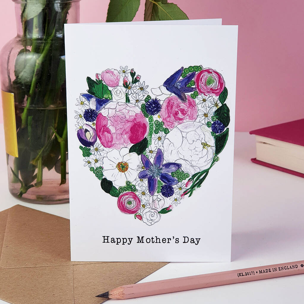 Happy Mothers Day Floral Heart Card, 1 of 6