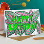 Stripy Neon Houseplant Birthday Card, thumbnail 1 of 4
