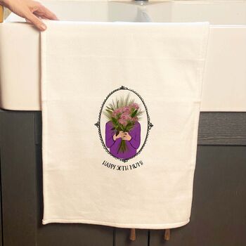 Personalised January Birth Flower Tea Towel, 7 of 9