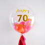 Personalised Pink And Orange Clear Bubble Balloon, thumbnail 1 of 4