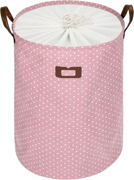 19'' Pink Laundry Hamper Basket With Lid, 2 of 5