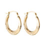 9ct Solid Gold Curved Engraved Creole Hoop Earrings, thumbnail 1 of 6