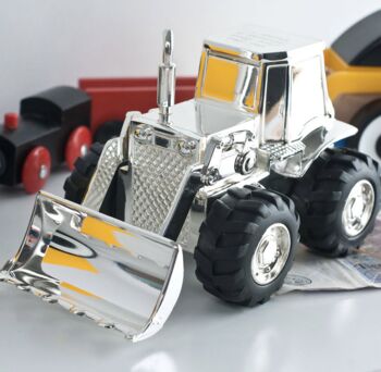 Personalised Digger Silver Plated Money Box, 3 of 5