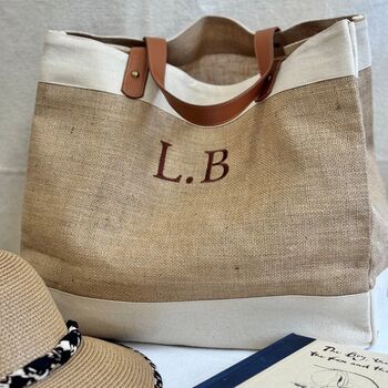 Personlised Luxury Jute Beach Bag, 3 of 4