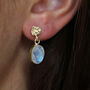 Organic Coin And Moonstone Earrings 9ct Gold Or Silver, thumbnail 1 of 3