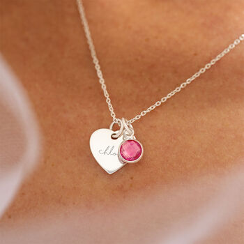 Esme Heart And Birthstone Personalised Name Necklace, 2 of 12