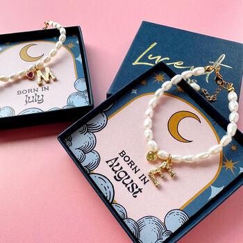 Personalised Pearl, Initial And Birthstone Bracelet, 3 of 11