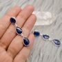 Blue Sapphire Handmade Sterling Silver Drop Earrings, thumbnail 5 of 8
