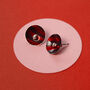 Colourful Red Graphic Silver Ear Studs, thumbnail 5 of 11