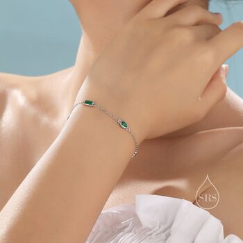 Emerald Green Cz Cluster Bracelet In Sterling Silver, 2 of 12