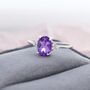 Genuine Amethyst Oval Ring In Sterling Silver, thumbnail 6 of 11