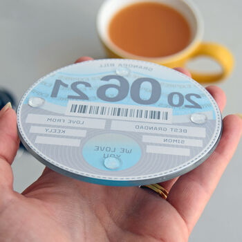 Personalised Tax Disc Coaster For Dad, 4 of 5