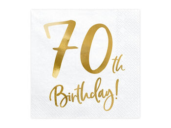70th Birthday Gold And White Party Napkins X 20, 2 of 2