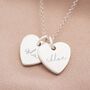 Sterling Silver Double Heart Personalised Name Necklace, thumbnail 4 of 12