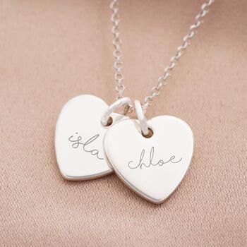 Sterling Silver Double Heart Personalised Name Necklace, 4 of 12