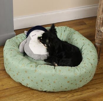 Calming Donut Dog Bed Star Print Mint Green, 3 of 4
