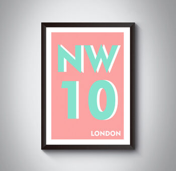 Nw10 Brent London Typography Postcode Print, 9 of 10