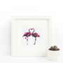 A Pair Of Flamingos Screen Print Love Valentines, thumbnail 1 of 2