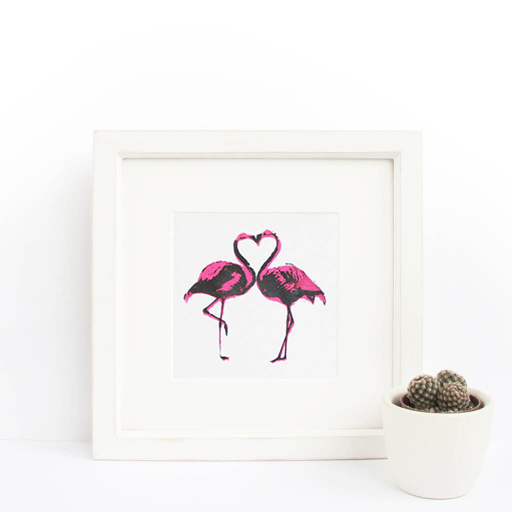 A Pair Of Flamingos Screen Print Love Valentines, 1 of 2