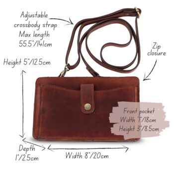 Leather Smartphone Bag, Distressed Brown, 5 of 5