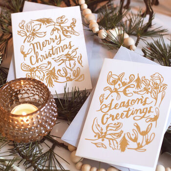 Gold Linework Christmas Card 'Season's Greetings', 3 of 3
