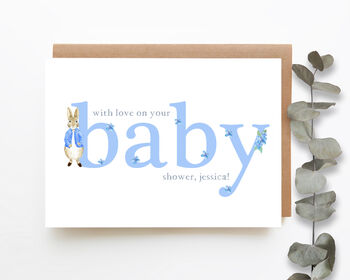 Personalised Blue Rabbit Baby Shower Card, 5 of 5