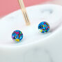 Blue Festival Confetti Acrylic Round Stud Earrings, thumbnail 1 of 5