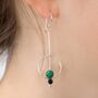 Sterling Silver Turquoise And Onyx Drop Earrings, thumbnail 1 of 6
