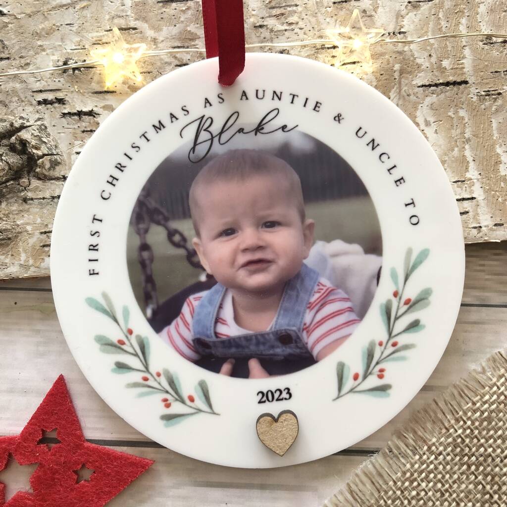 First Christmas As Auntie And Uncle Photo Decoration, 1 of 4