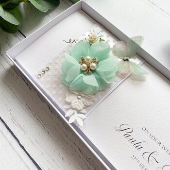 Handmade Wedding Money Wallet Mint Green And White, 4 of 7