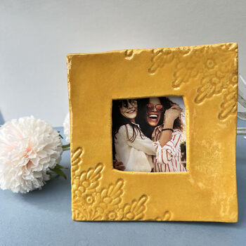 Mustard Lace Ceramic Wall Photo Frame, 3 of 6