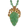 Chrysoprase Tourmaline Gold Plate Leaf Pendant, thumbnail 3 of 3