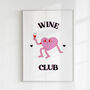 Retro Cartoon Funny Wine Club Wall Print, thumbnail 2 of 6