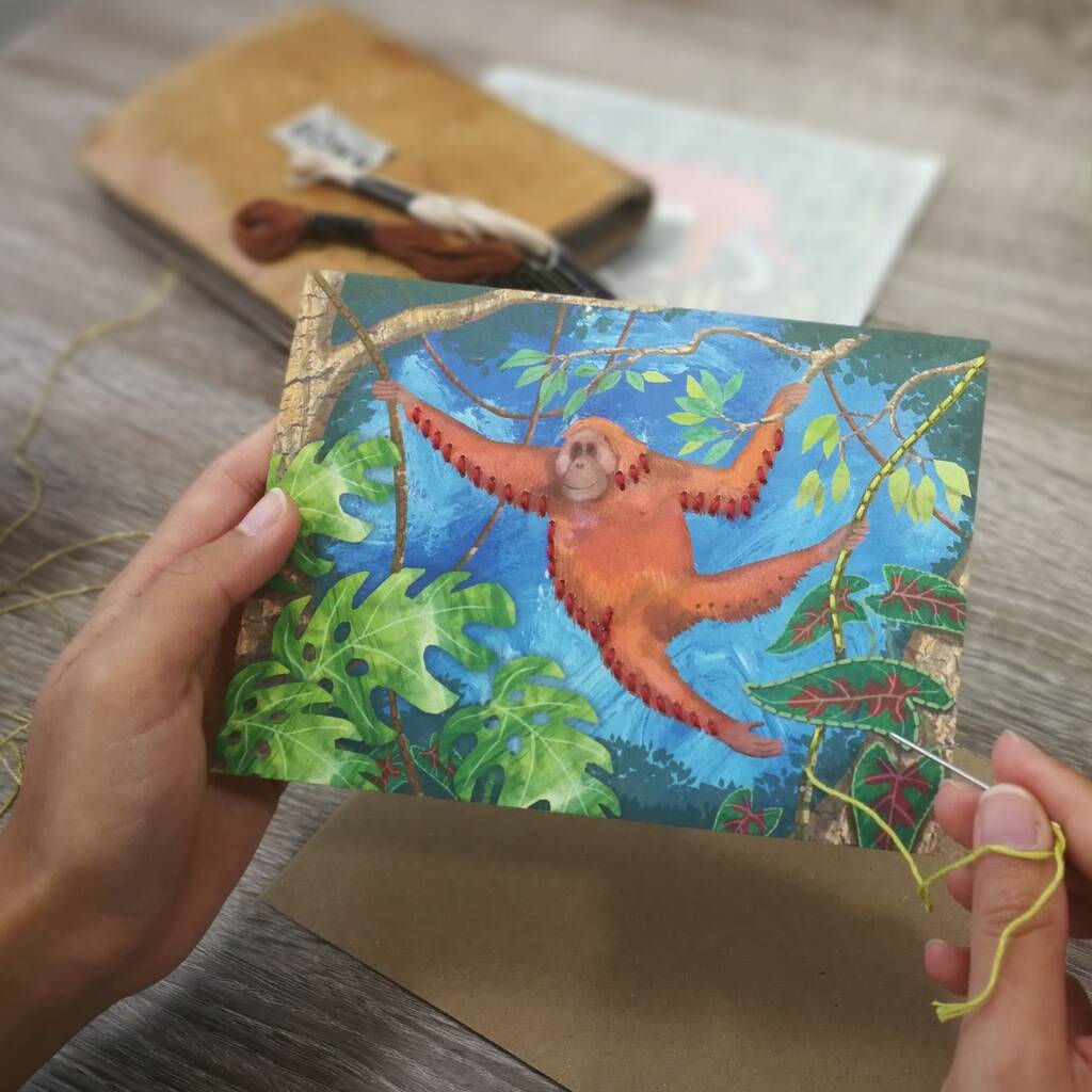 Embroider Me Orangutan Greeting Card, 1 of 6