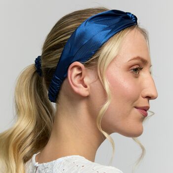 Silver Cloud Santorini Satin+ Headband And Oversized Scrunchie Navy, 3 of 7
