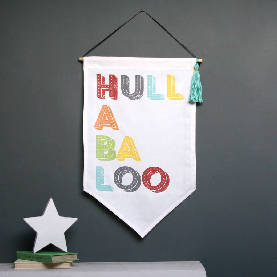 hullabaloo fabric wall hanging by modo creative
