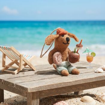 Handmade Felt Coconut Canine Hanging Summer Decoration, 2 of 3